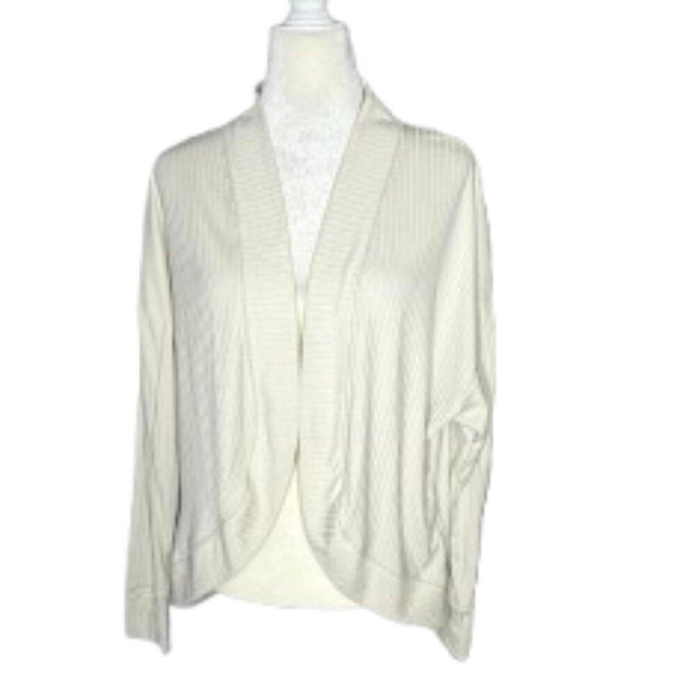 Puma Cream Ribbed Open-Front Cardigan Size Large